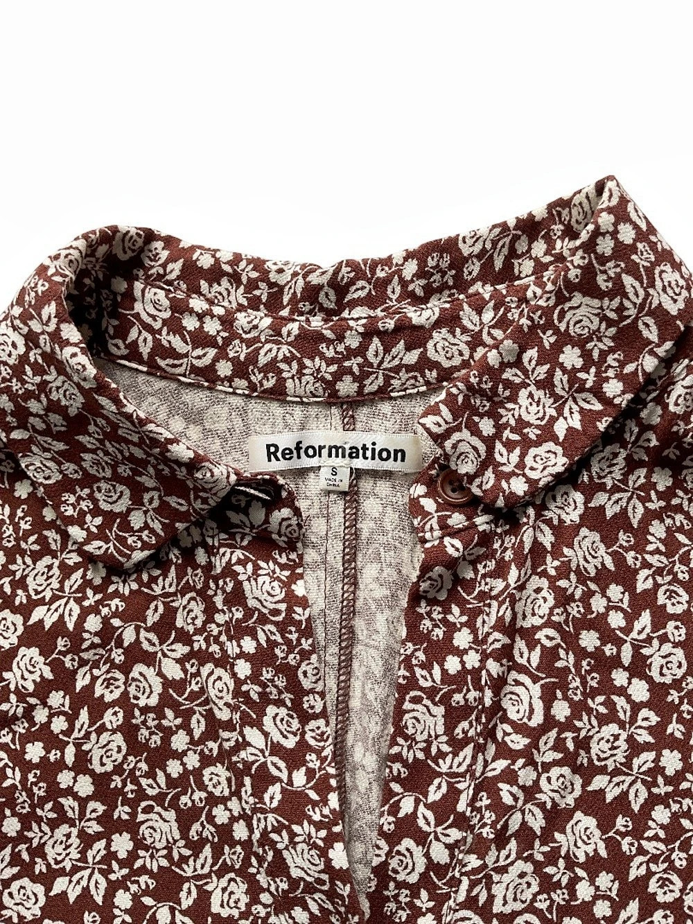 Reformation Brighton Floral Midi Dress in Brown & White Size Small - Picture 7 of 13